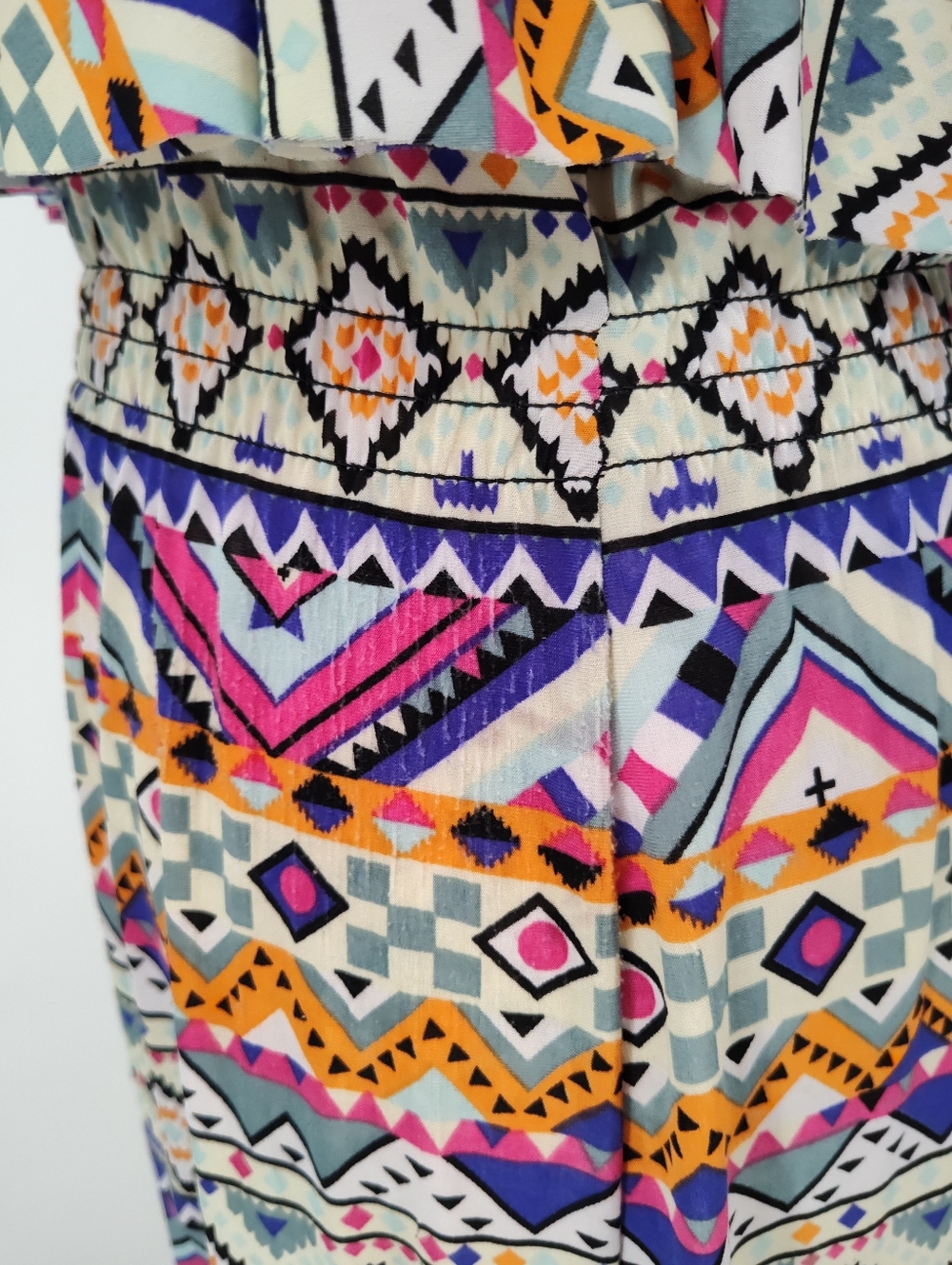 west loop Multicolor Trible Ruffle Smocked Maxi Dress Women's Medium - Picture 7 of 8